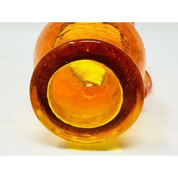 Vtg KANAWHA CRACKLE GLASS AMBERINA 8 Sided Mini Ewer Cruet Pitcher Octogonal - Picture 6 of 10